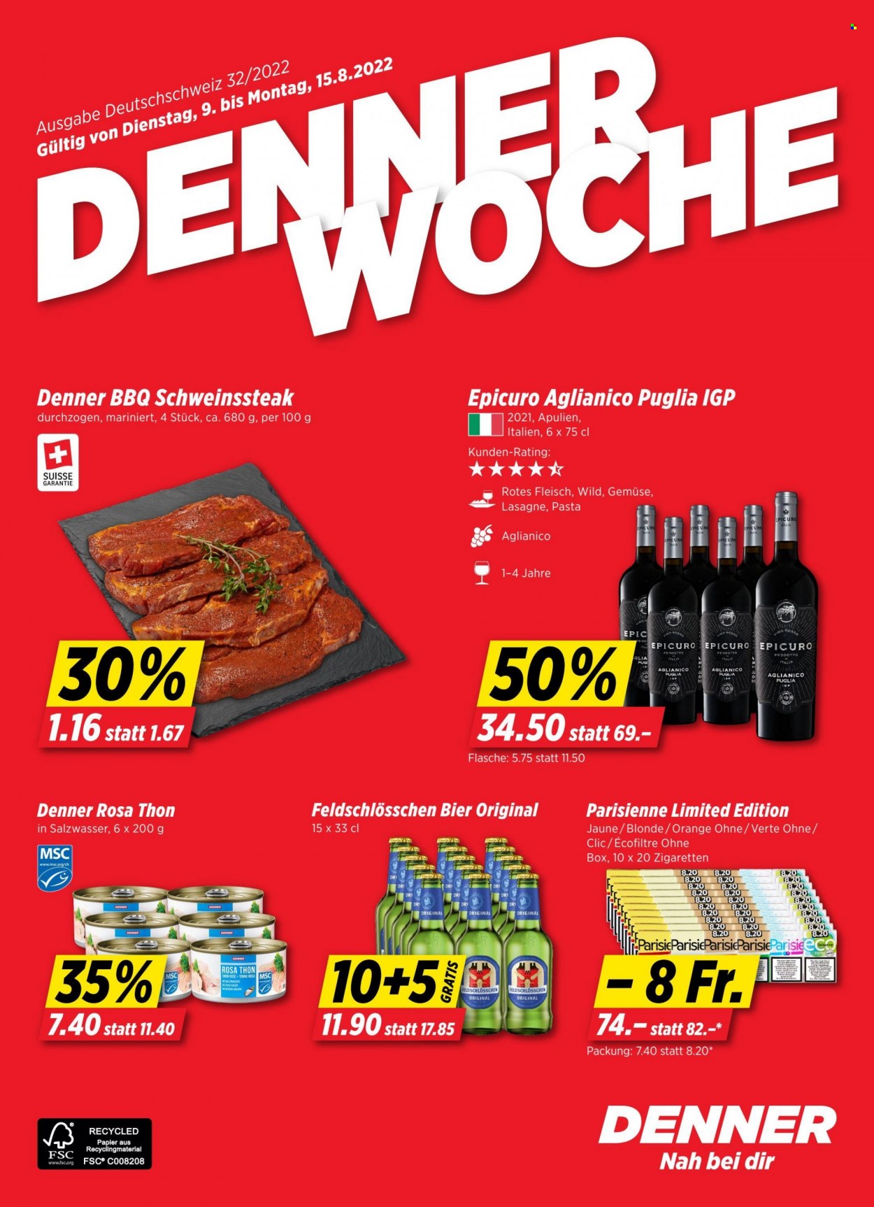 Catalogue Denner - 9.8.2022 - 15.8.2022. Page 1.