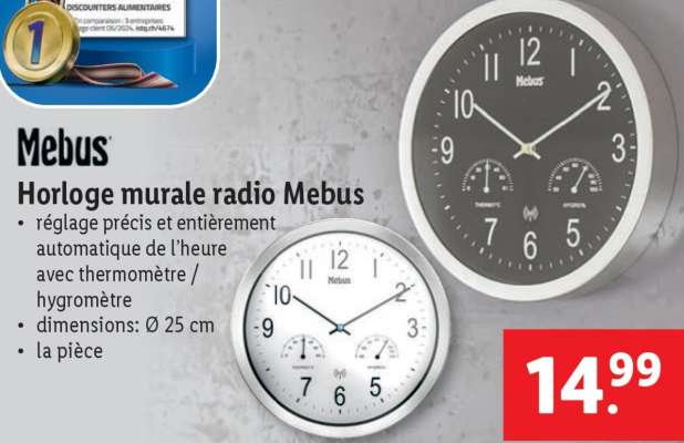 Horloge murale radio Mebus