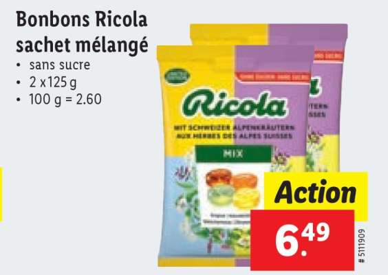 Bonbons Ricola, sachet mélangé