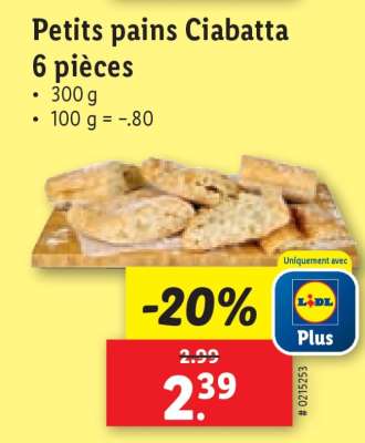 Petits pains Ciabatta 6 pièces