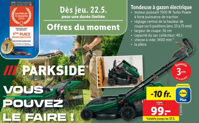 Tondeuse à gazon électrique PARKSIDE