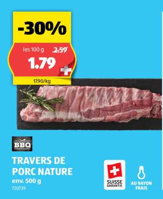 Travers de porc nature