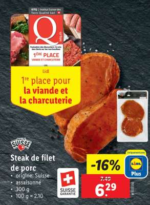 STEAK DE FILET DE PORC