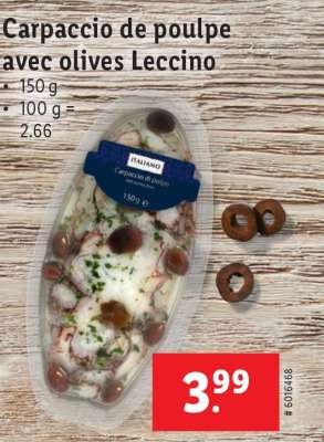 Carpaccio de poulpe avec olives Leccino
