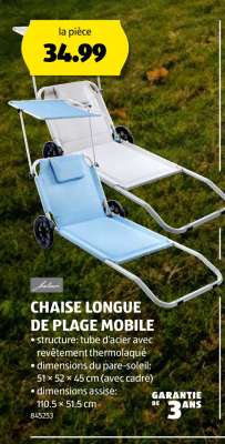Chaise longue de plage mobile