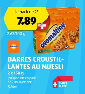OVOMALTINE BARRES CROUSTILLANTES AU MUESLI