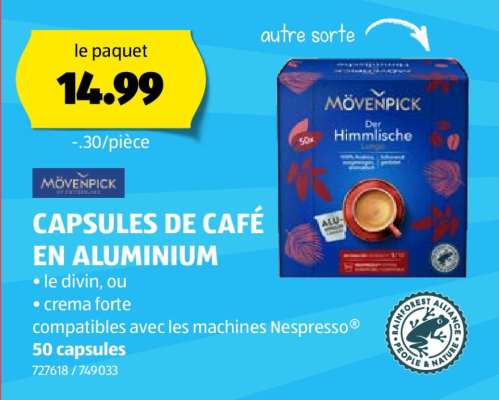 Mövenpick Capsules de Café en Aluminium