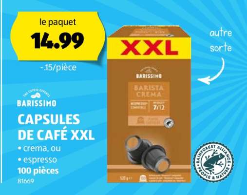 BARISSIMO CAPSULES DE CAFÉ XXL