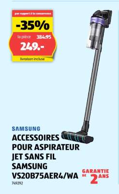 ACCESSOIRES POUR ASPIRATEUR JET SANS FIL SAMSUNG VS20B75AER4/WA