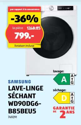 SAMSUNG LAVE-LINGE SÉCHANT WD90DG6-B85BEU5
