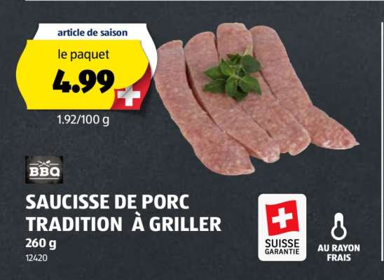 SAUCISSE DE PORC TRADITION À GRILLER
