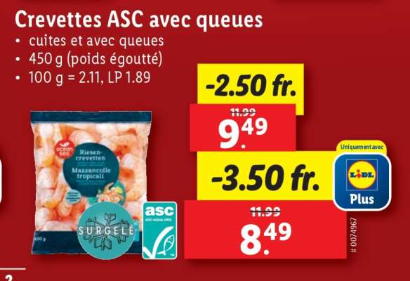 Crevettes ASC avec queues