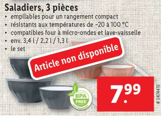 Saladiers, 3 pièces