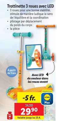 Trottinette 3 roues avec LED