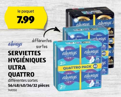 Always Serviettes Hygiéniques Ultra Quattro