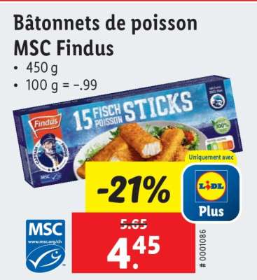 Bâtonnets de poisson MSC Findus