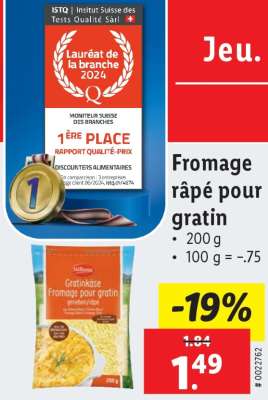 Fromage râpé pour gratin