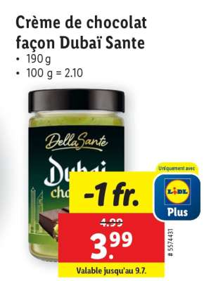 Crème de chocolat façon Dubaï Sante