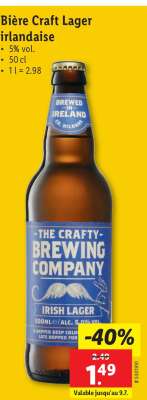 Bière Craft Lager irlandaise