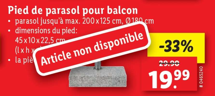 Pied de parasol pour balcon