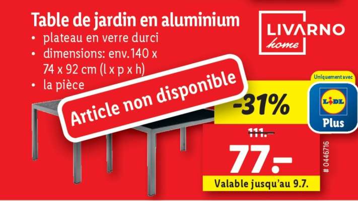 TABLE DE JARDIN EN ALUMINIUM