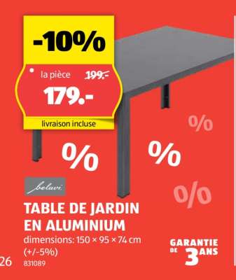 TABLE DE JARDIN EN ALUMINIUM