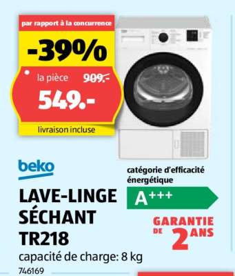 LAVE-LINGE SÉCHANT TR218