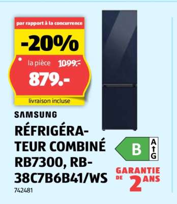 SAMSUNG RÉFRIGÉRATEUR COMBINÉ RB7300, RB38C7B6B41/WS