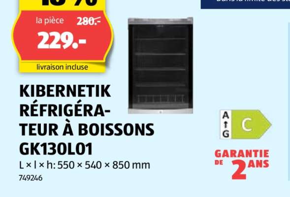 KIBERNETIK RÉFRIGÉRATEUR À BOISSONS GK130L01