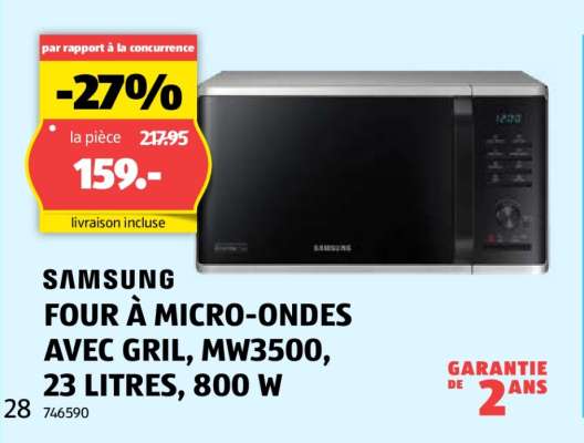 SAMSUNG FOUR À MICRO-ONDES AVEC GRIL, MW3500