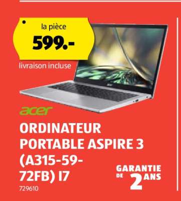 ORDINATEUR PORTABLE ASPIRE 3 (A315-59-72FB) I7