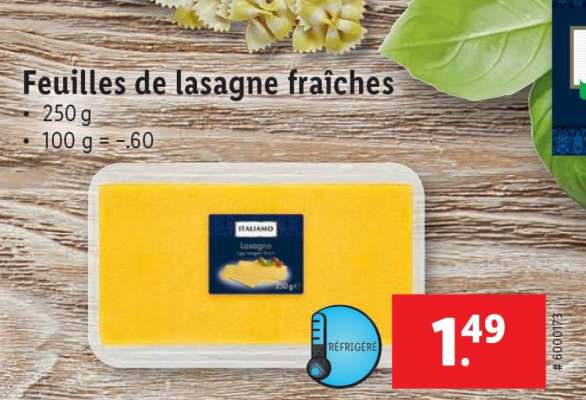 Feuilles de lasagne fraîches