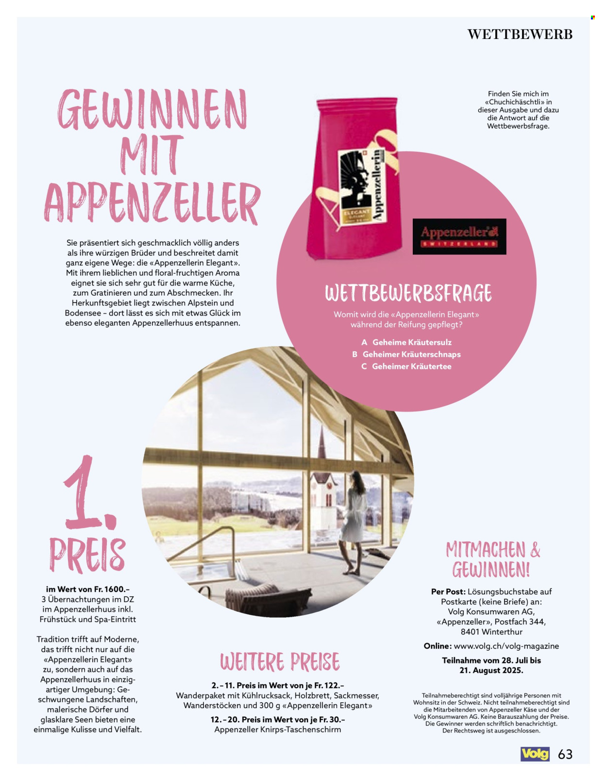 Catalogue Volg - 1.8.2025 - 31.8.2025. Page 63. Page 63