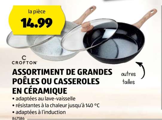 CROFTON ASSORTIMENT DE GRANDES POÊLES OU CASSEROLES EN CÉRAMIQUE