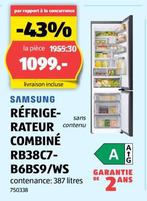 SAMSUNG RÉFRIGÉRATEUR COMBINÉ RB38C7-B6BS9/WS