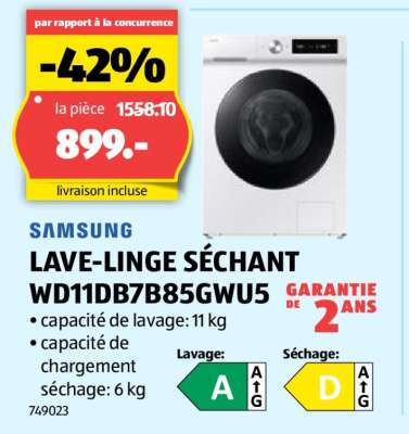 SAMSUNG LAVE-LINGE SÉCHANT WD11DB7B85GWU5