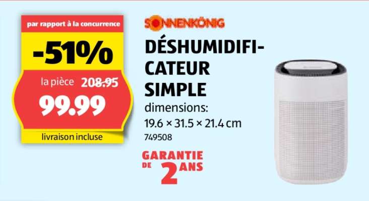 DÉSHUMIDIFICATEUR SIMPLE