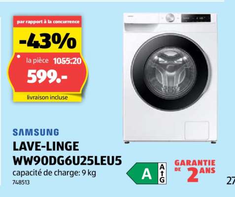 SAMSUNG LAVE-LINGE WW90DG6U25LEU5