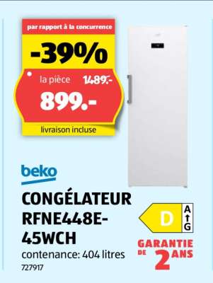 beko CONGÉLATEUR RFNE448E45WCH