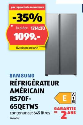 SAMSUNG RÉFRIGÉRATEUR AMÉRICAIN RS70F-65QETWS