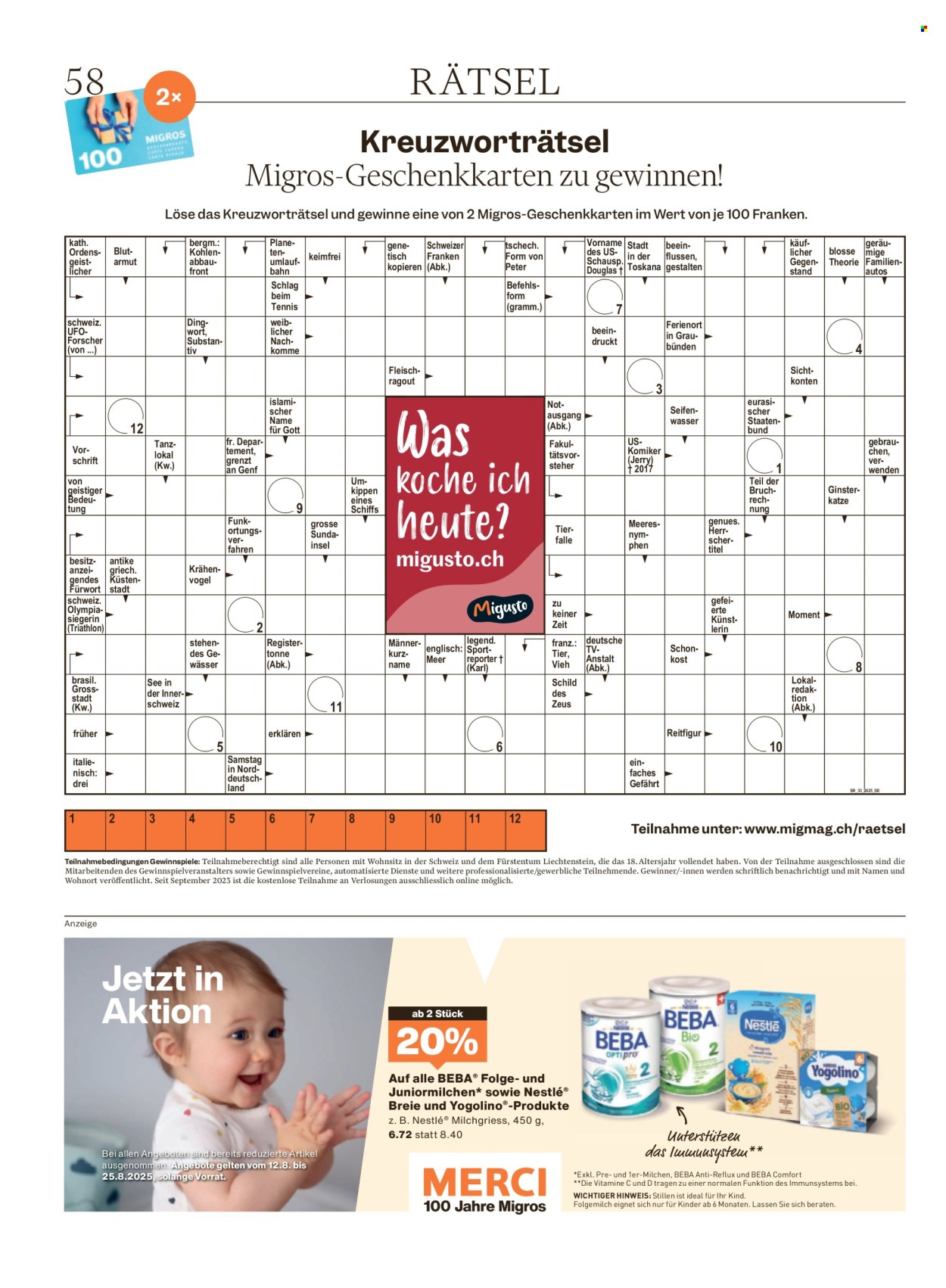 Catalogue Migros - 12.8.2025 - 18.8.2025. Page 58. Page 58