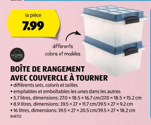 BOÎTE DE RANGEMENT AVEC COUVERCLE À TOURNER