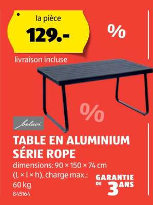 TABLE EN ALUMINIUM SÉRIE ROPE