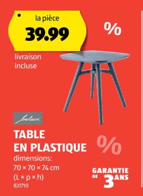 TABLE EN PLASTIQUE