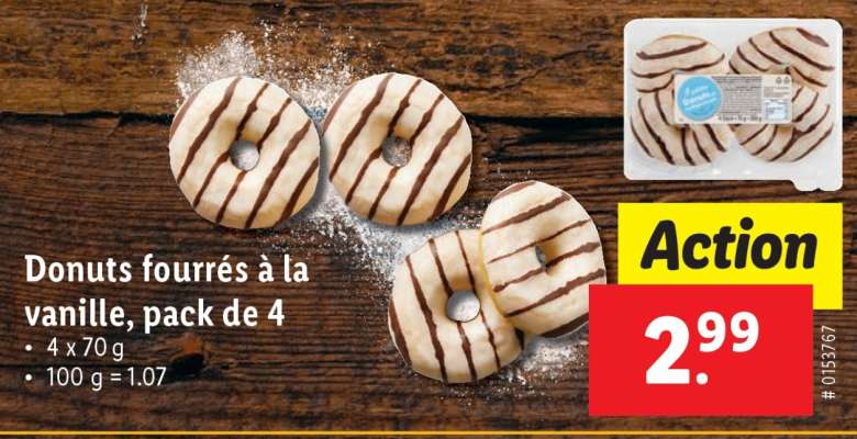 Donuts fourrés à la vanille, pack de 4