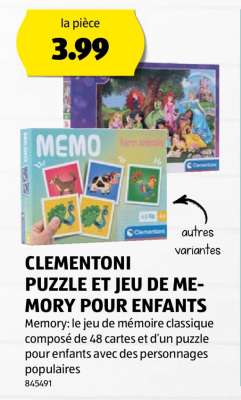CLEMENTONI PUZZLE ET JEU DE MEMORY POUR ENFANTS