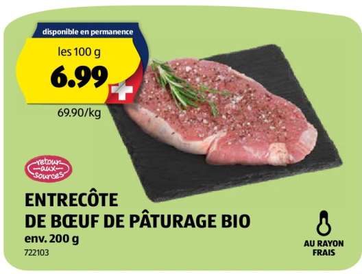 ENTRECÔTE DE BŒUF DE PÂTURAGE BIO