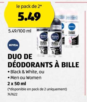 NIVEA DUO DE DÉODORANTS À BILLE