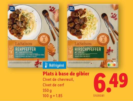 Plats à base de gibier