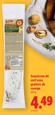 Saucisson de cerf avec graines de courge